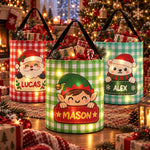 Christmas Character Gingham Pattern Christmas Decoration - Personalized Basket 2