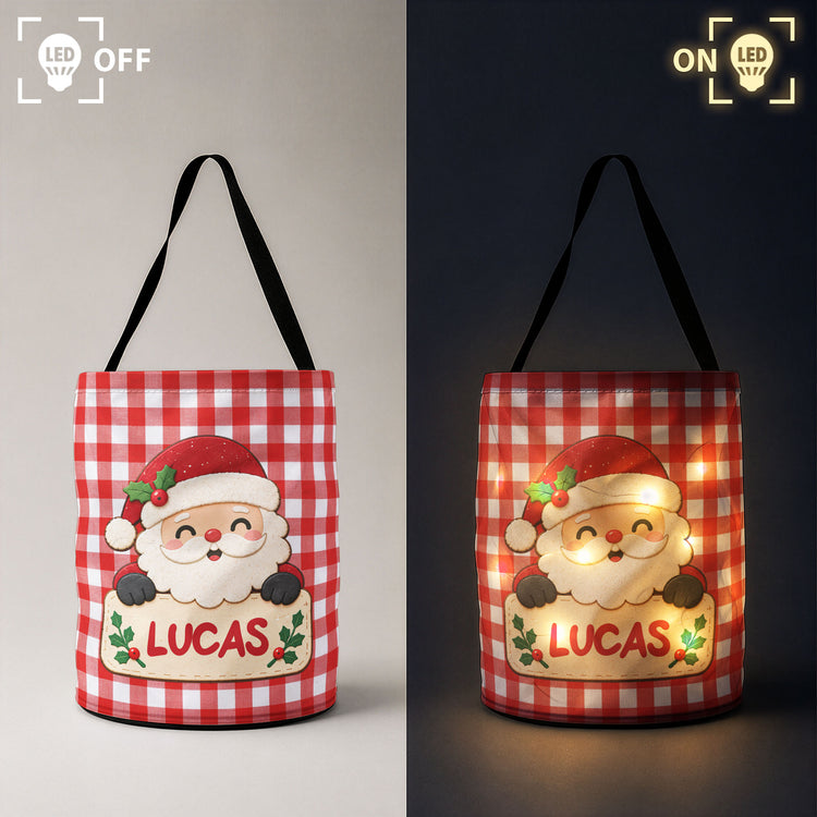 Christmas Character Gingham Pattern Christmas Decoration - Personalized Basket 4