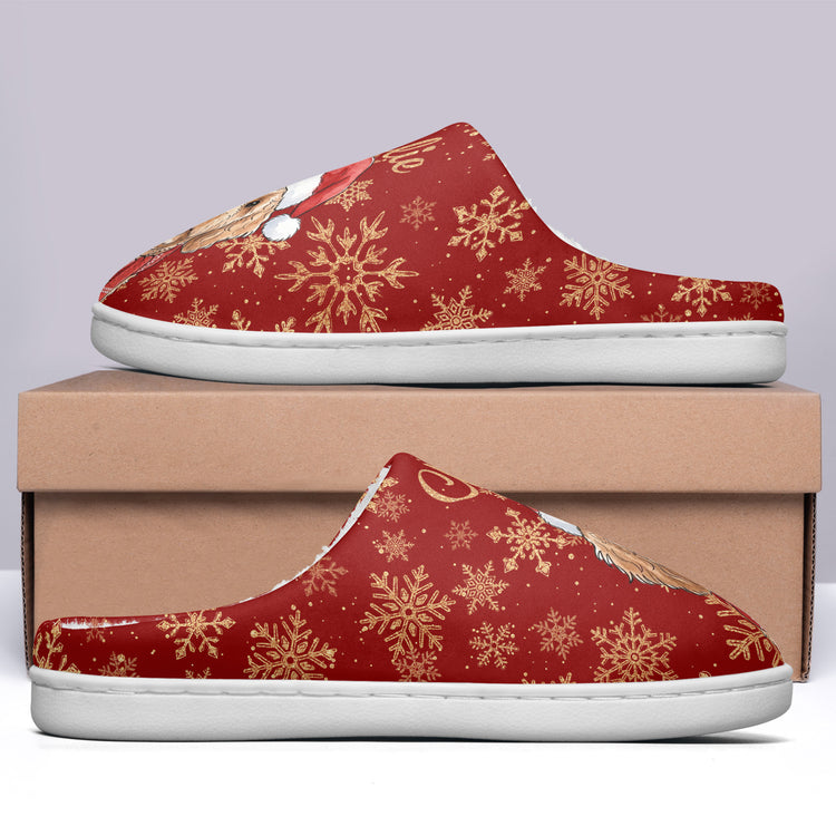 Christmas Custom Pet Portrait Watercolor Art Cozy Holiday Gift - Personalized Slippers 6