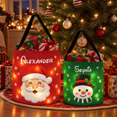 Christmas Gift Bag, Christmas Bag With Name, Holiday Gift Bag, Santa Gift Bag, Family Christmas Sack - Personalized Basket