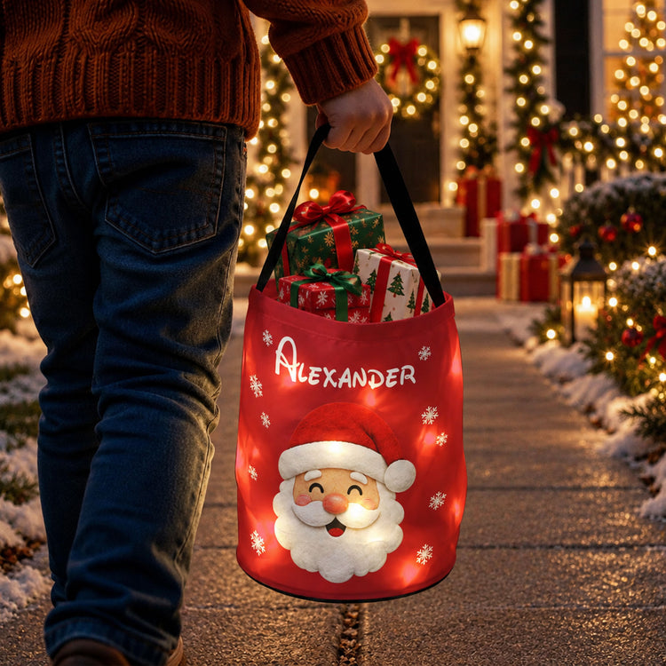 Christmas Gift Bag, Christmas Bag With Name, Holiday Gift Bag, Santa Gift Bag, Family Christmas Sack - Personalized Basket 3