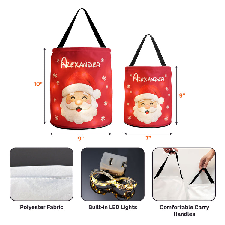 Christmas Gift Bag, Christmas Bag With Name, Holiday Gift Bag, Santa Gift Bag, Family Christmas Sack - Personalized Basket 5