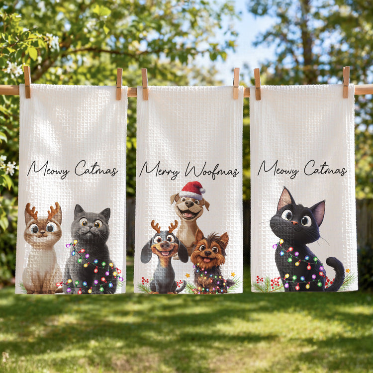 Christmas Gift For Dog Cat Pet Lover, Housewarming Gift Hostess Gift Kitchen Decor - Personalized Kitchen Towel 3