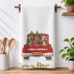 Christmas Gift For Dog Lover Rustic Red Truck, Housewarming Gift Hostess Gift, Kitchen Decor - Personalized Kitchen Towel 1