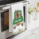 Christmas Gift For Dog Lover Rustic Red Truck, Housewarming Gift Hostess Gift, Kitchen Decor - Personalized Kitchen Towel 6