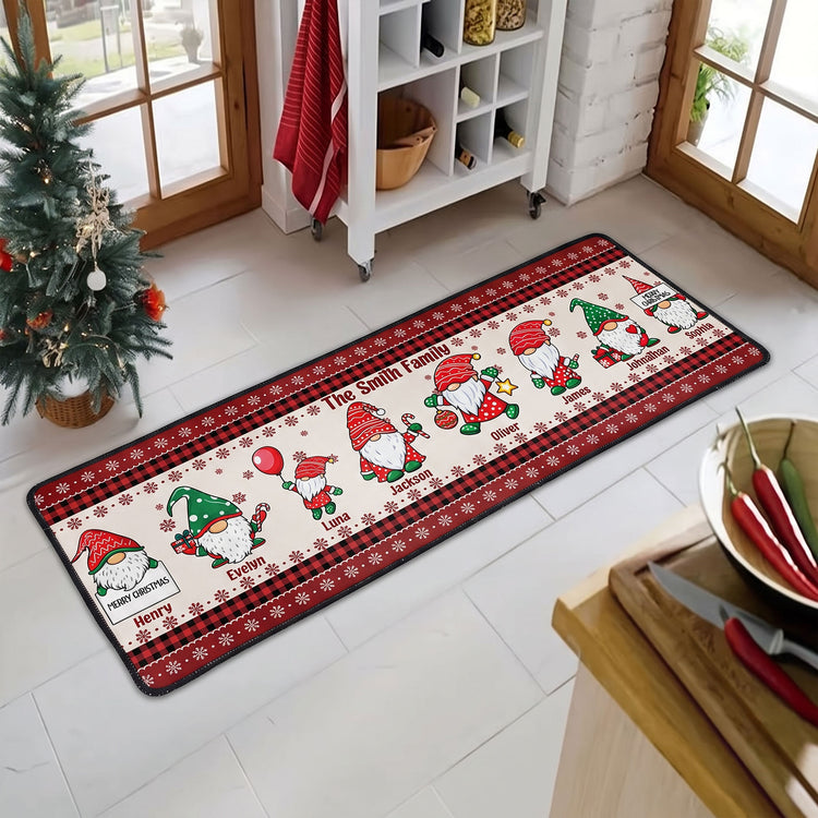 Christmas Gnomes Custom Family Name - Personalized Runner Rug 1