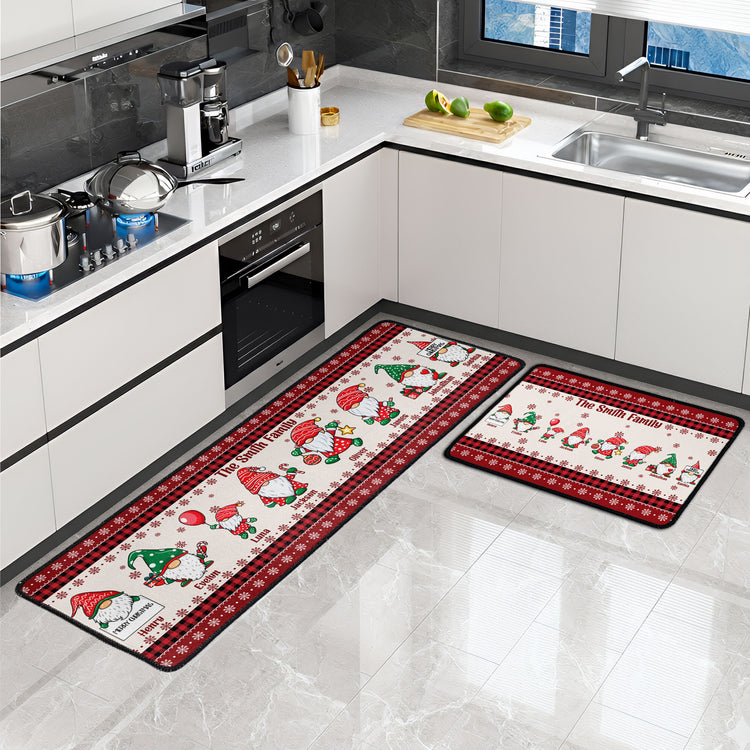 Christmas Gnomes Custom Family Name - Personalized Runner Rug 2