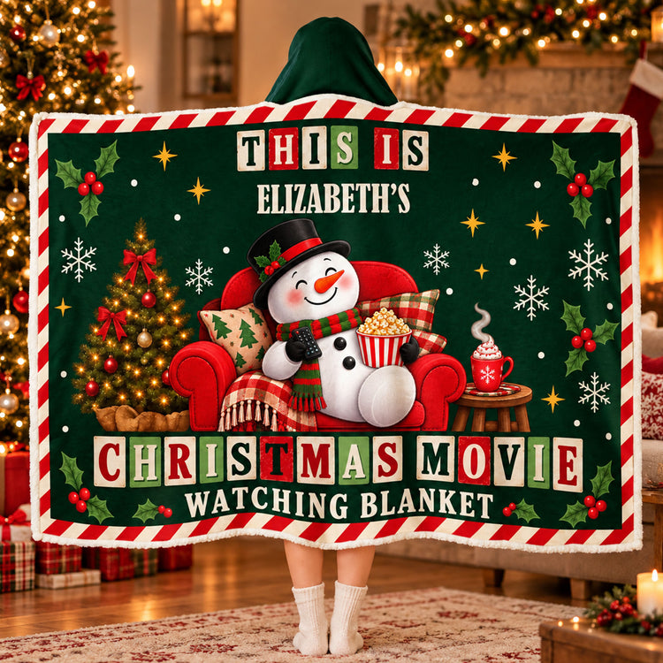 Christmas Movie Watching Blanket Gifts For Kids, Daughters, Sons - Personalized Blanket Hoodie 1