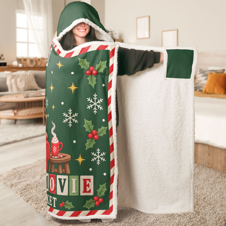 Christmas Movie Watching Blanket Gifts For Kids, Daughters, Sons - Personalized Blanket Hoodie 2