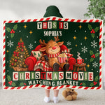 Christmas Movie Watching Blanket Gifts For Kids, Daughters, Sons - Personalized Blanket Hoodie 4