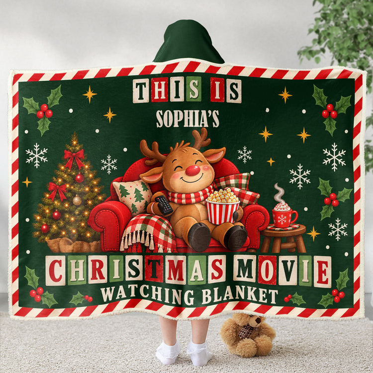 Christmas Movie Watching Blanket Gifts For Kids, Daughters, Sons - Personalized Blanket Hoodie 4