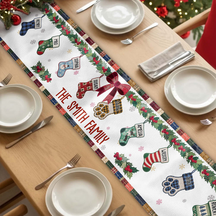 Christmas Together Patchwork Print Stocking - Personalized Table Runner 1