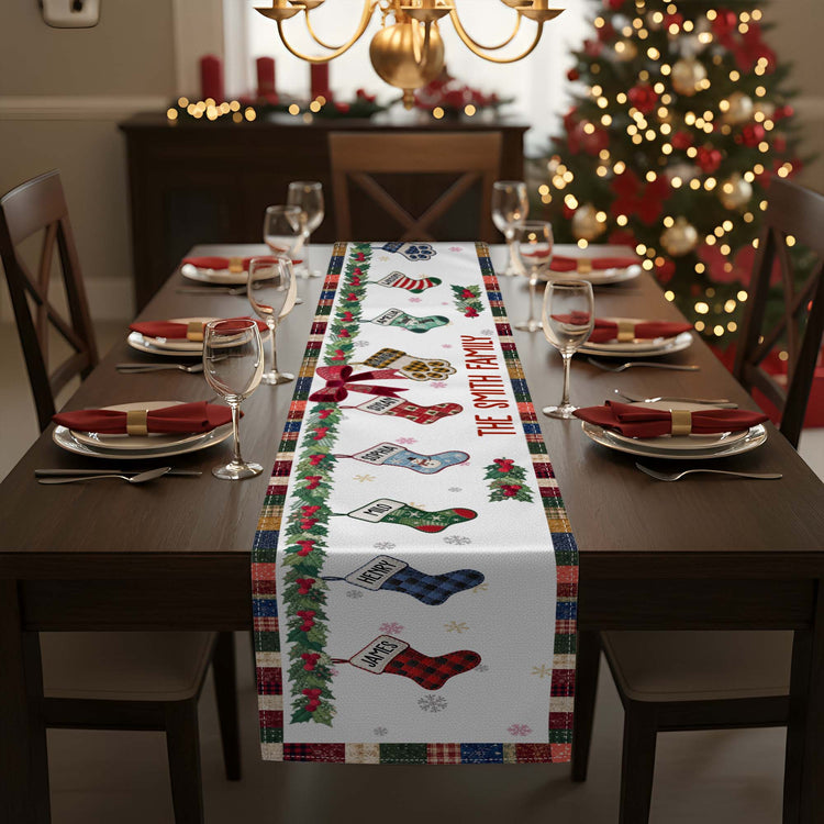 Christmas Together Patchwork Print Stocking - Personalized Table Runner 3