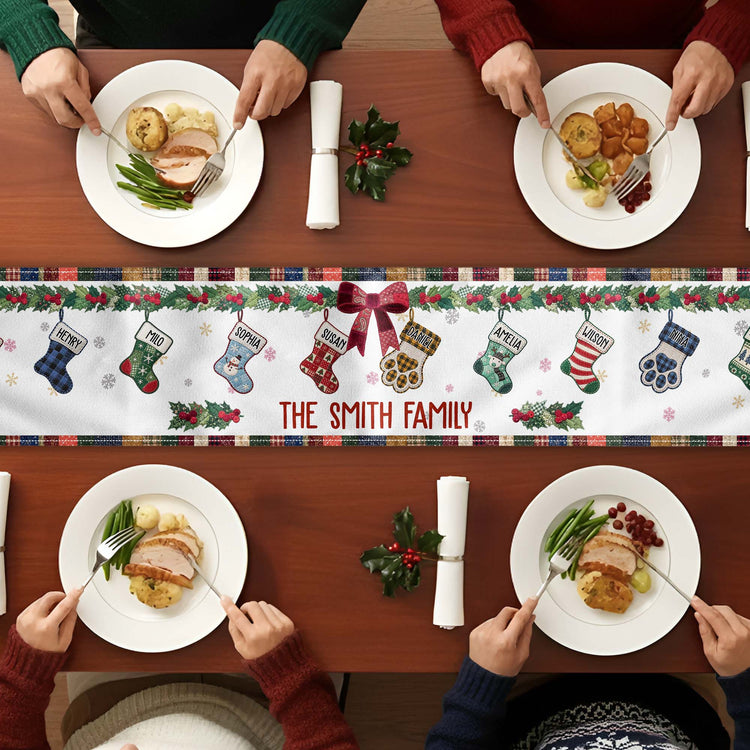 Christmas Together Patchwork Print Stocking - Personalized Table Runner 4