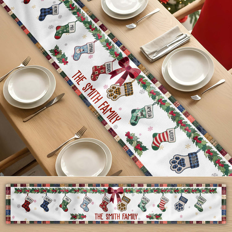 Christmas Together Patchwork Print Stocking - Personalized Table Runner 5