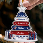 Christmas Tree Name America 250th Anniversary Christmas Gifts For Family, Siblings, Friends - Personalized Ornament 2