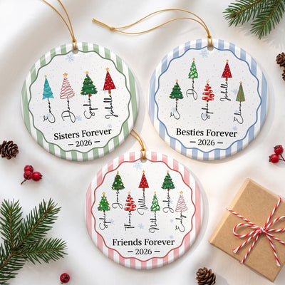 Christmas Tree Ornament Friends Forever Striped Patterns - Personalized Ornament