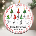 Christmas Tree Ornament Friends Forever Striped Patterns - Personalized Ornament 2