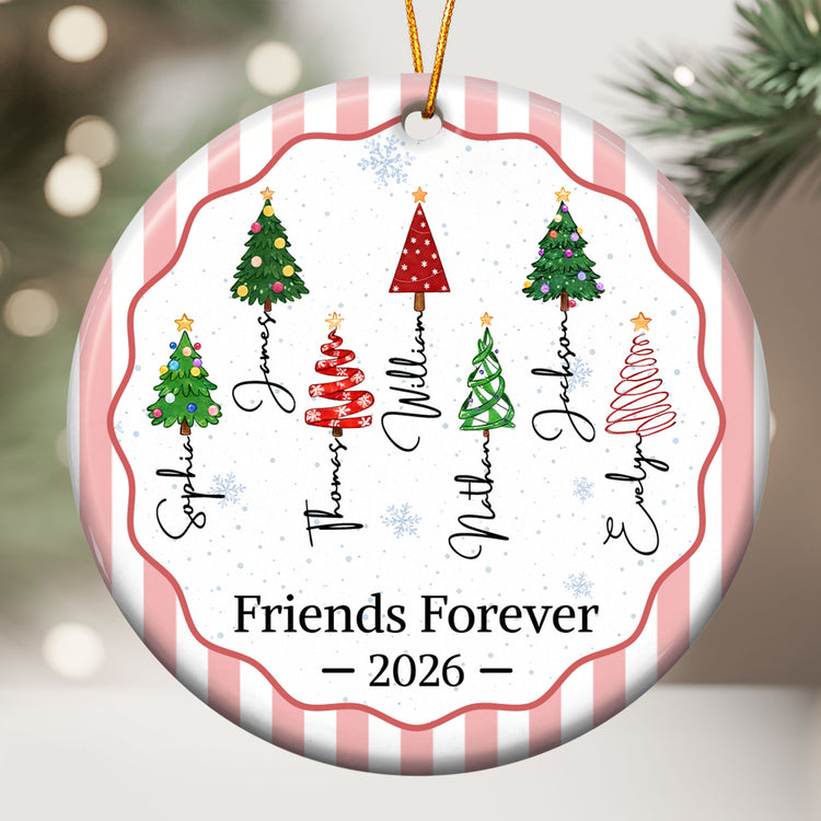 Christmas Tree Ornament Friends Forever Striped Patterns - Personalized Ornament 2