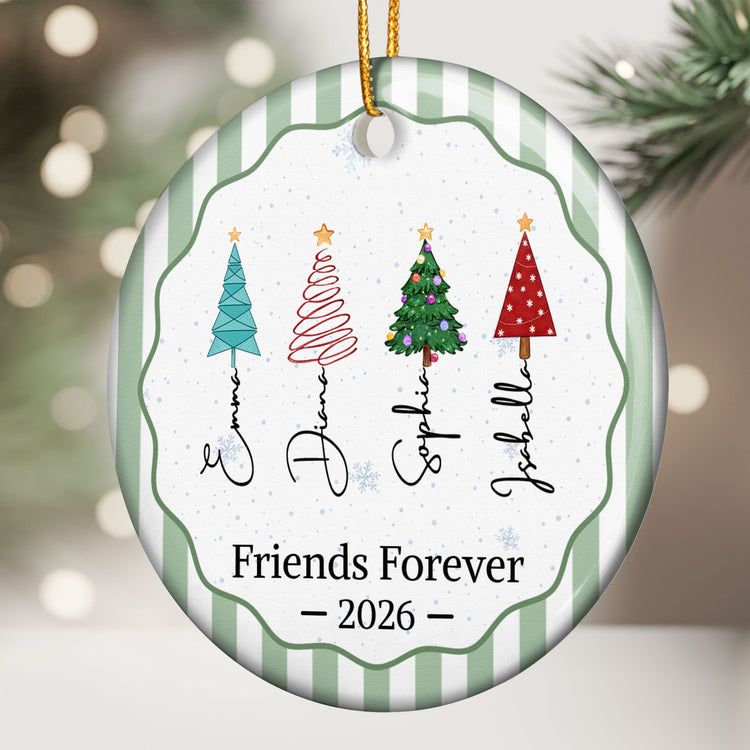 Christmas Tree Ornament Friends Forever Striped Patterns - Personalized Ornament 3