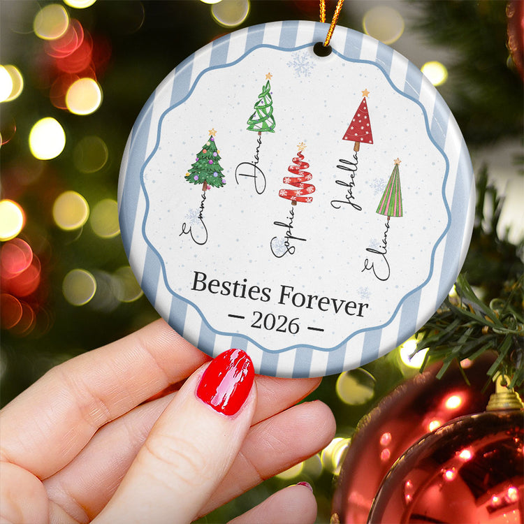 Christmas Tree Ornament Friends Forever Striped Patterns - Personalized Ornament 4