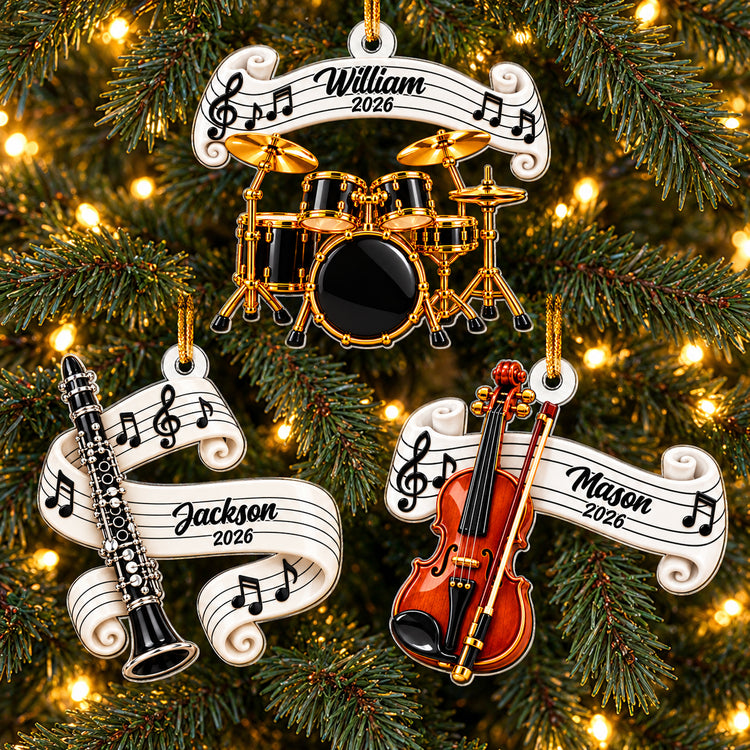 Classic Music Instrument Gift For Band Student, Music Teacher - Personalized Ornament 1