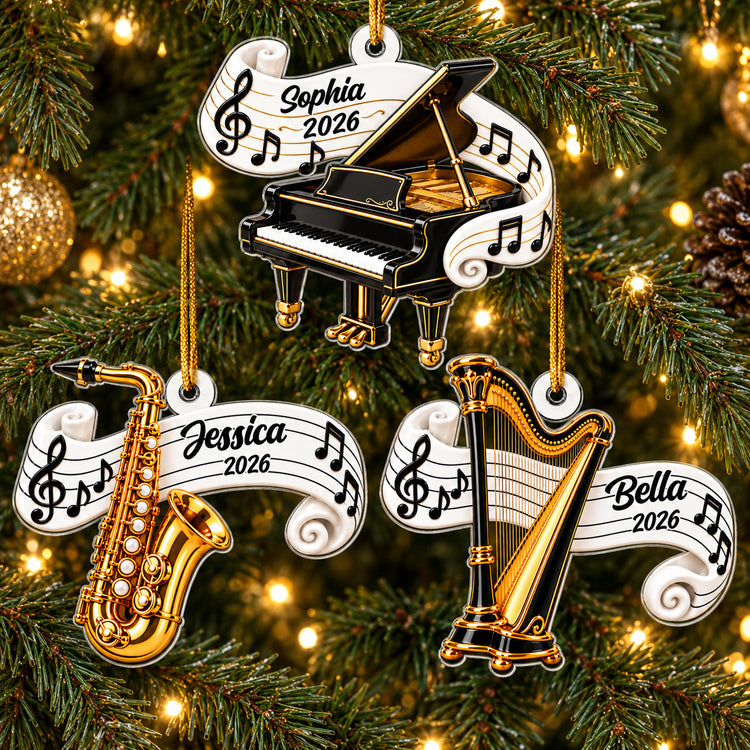 Classic Music Instrument Gift For Band Student, Music Teacher - Personalized Ornament 2