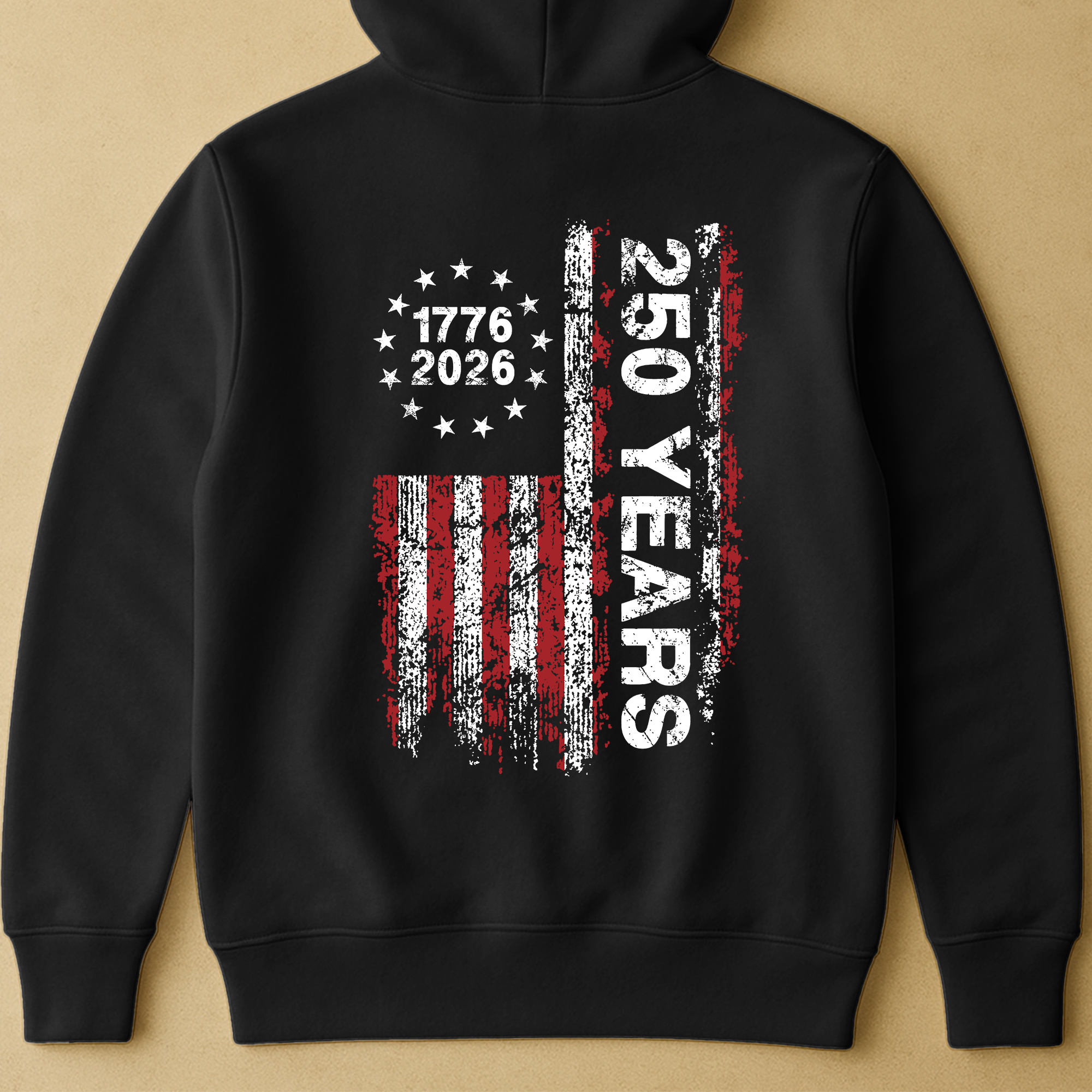 250 Years Distressed USA Flag - Back Printed Shirt