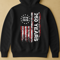 250 Years Distressed USA Flag - Back Printed Shirt