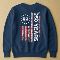 250 Years Distressed USA Flag - Back Printed Shirt