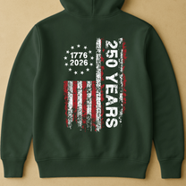 250 Years Distressed USA Flag - Back Printed Shirt