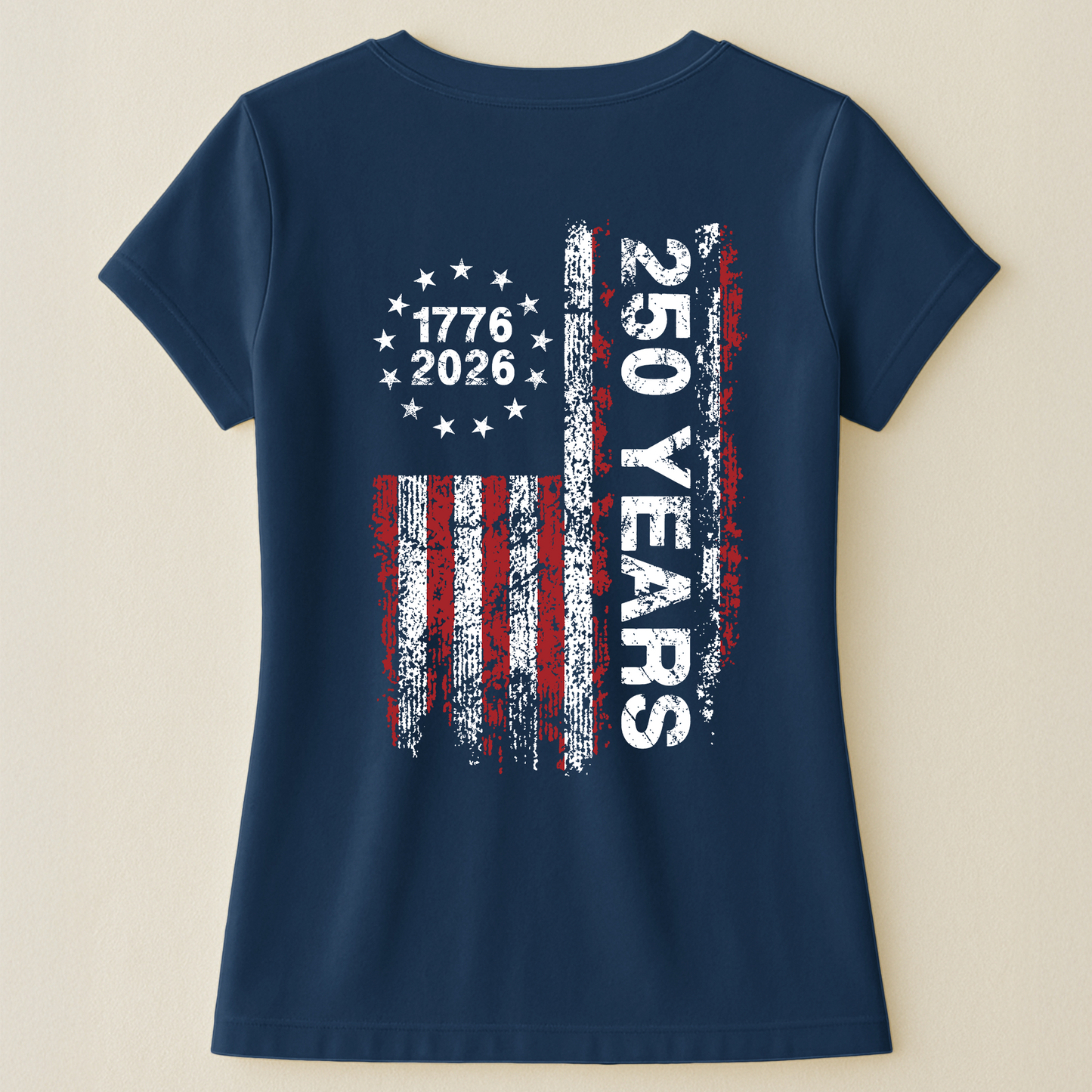 250 Years Distressed USA Flag - Back Printed Shirt