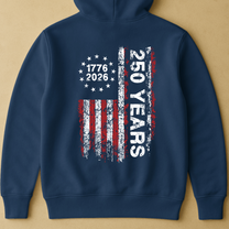 250 Years Distressed USA Flag - Back Printed Shirt