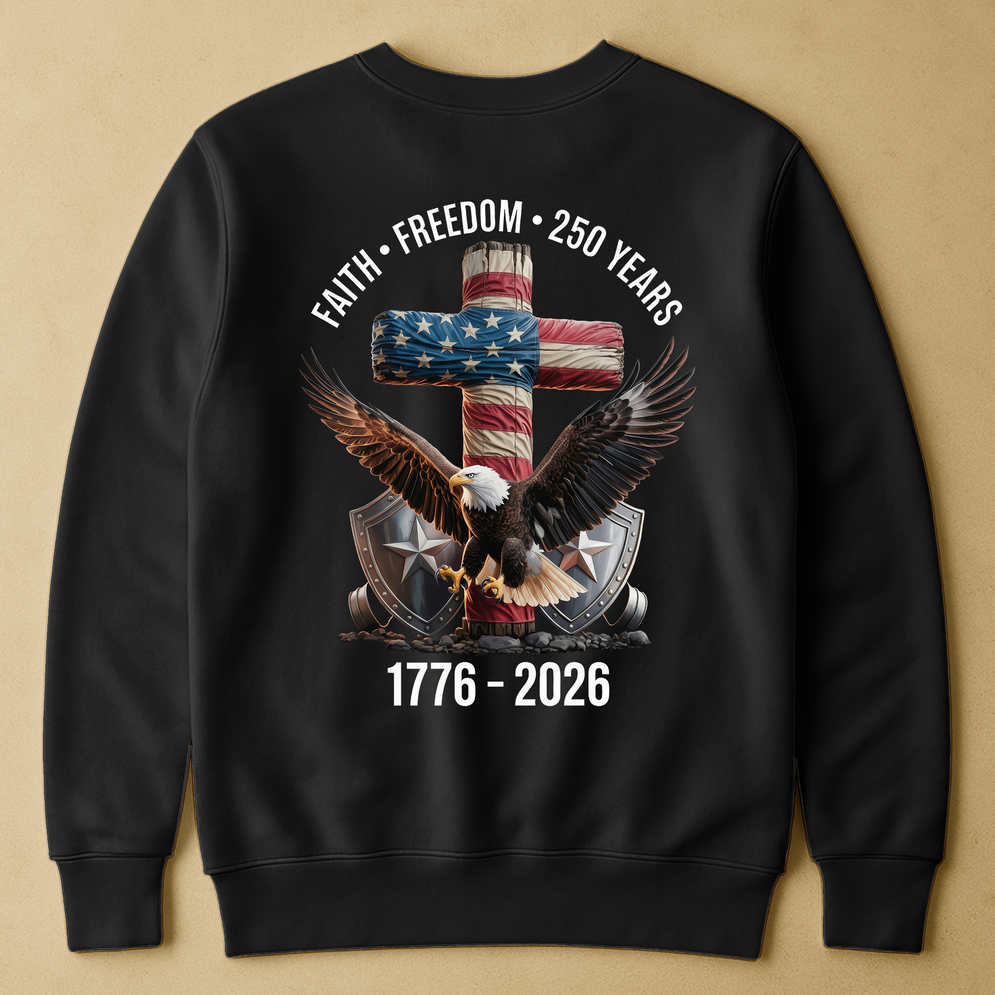 Faith Freedom 250 Years Eagle & Cross - Back Printed Shirt