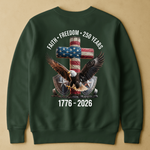 Faith Freedom 250 Years Eagle & Cross - Back Printed Shirt