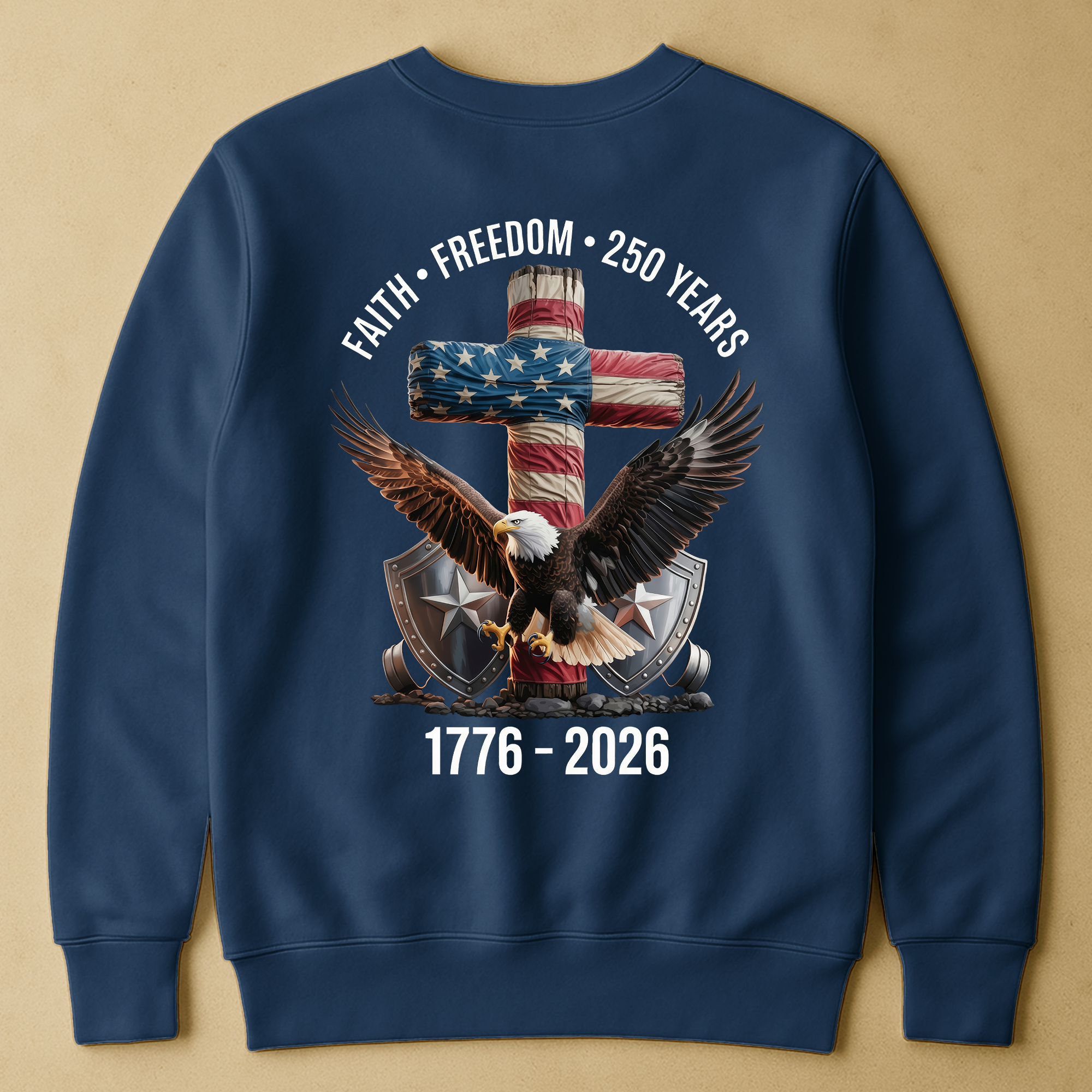 Faith Freedom 250 Years Eagle & Cross - Back Printed Shirt