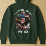 Faith Freedom 250 Years Eagle & Cross - Back Printed Shirt