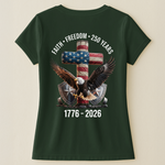 Faith Freedom 250 Years Eagle & Cross - Back Printed Shirt