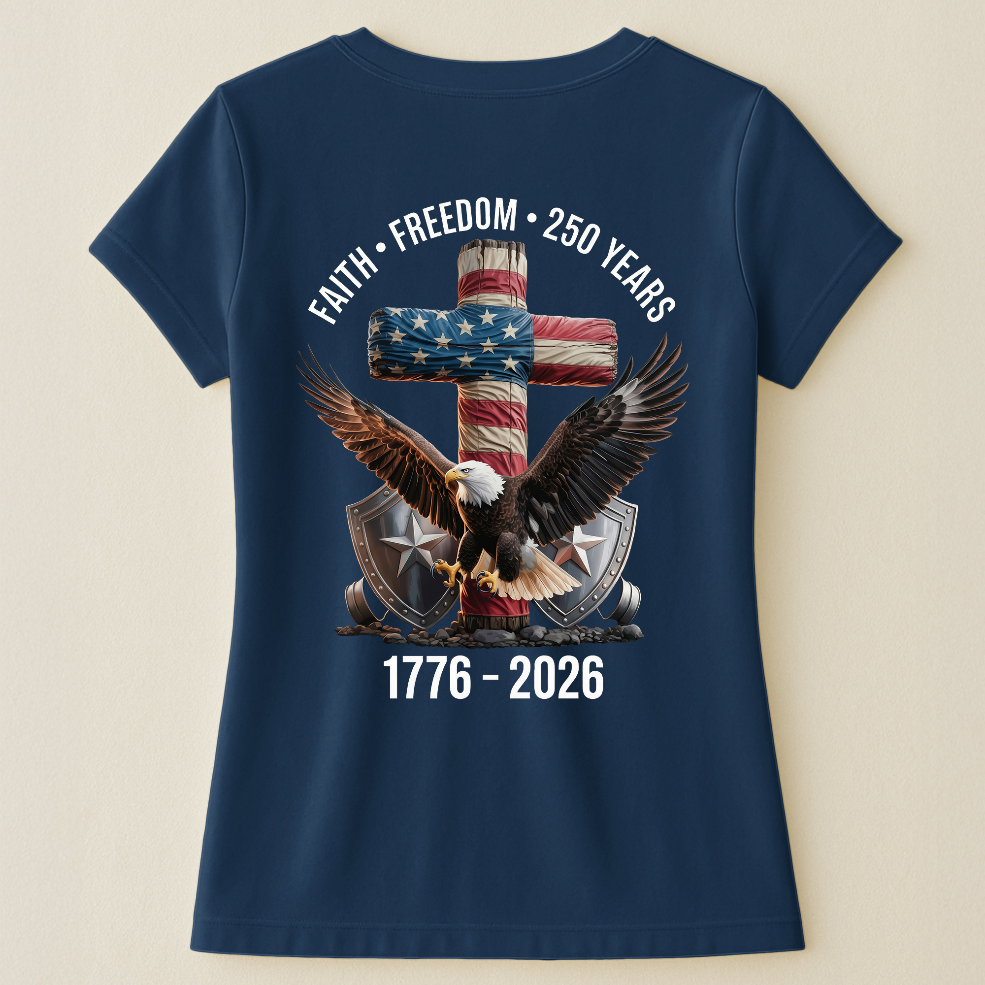 Faith Freedom 250 Years Eagle & Cross - Back Printed Shirt
