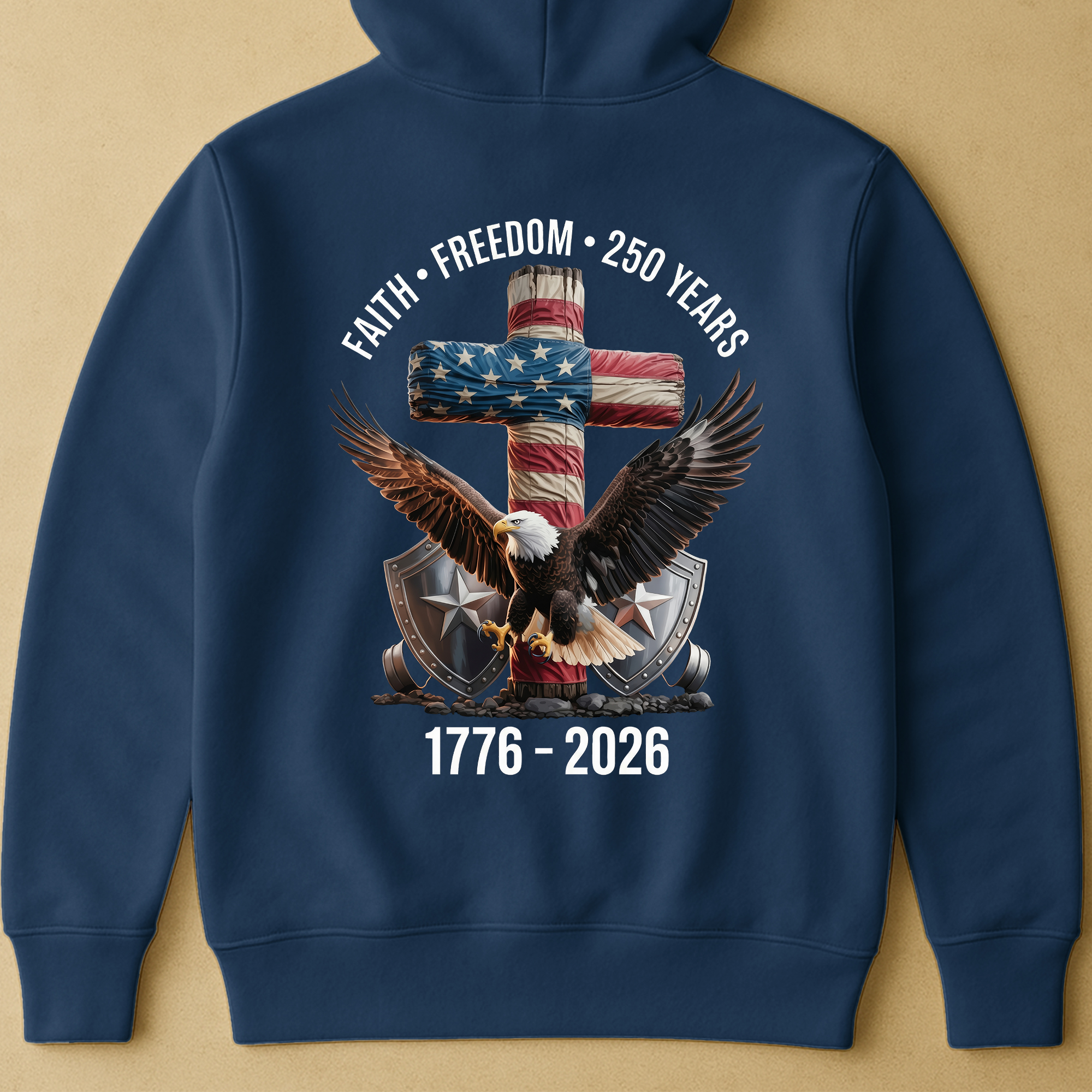 Faith Freedom 250 Years Eagle & Cross - Back Printed Shirt