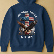 Faith Freedom 250 Years Eagle & Cross - Back Printed Shirt