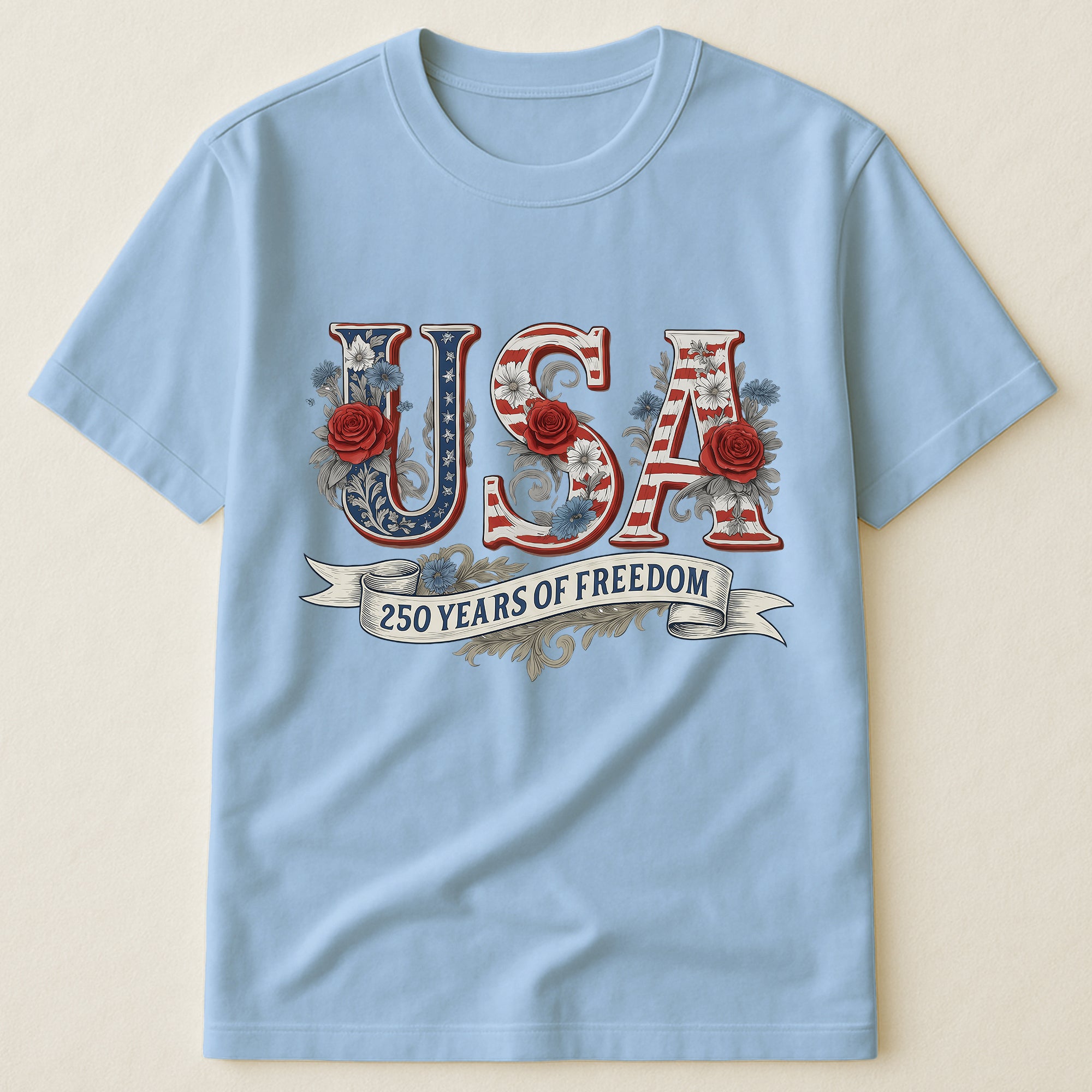 USA Floral 250 Years Of Freedom Vintage - Shirt