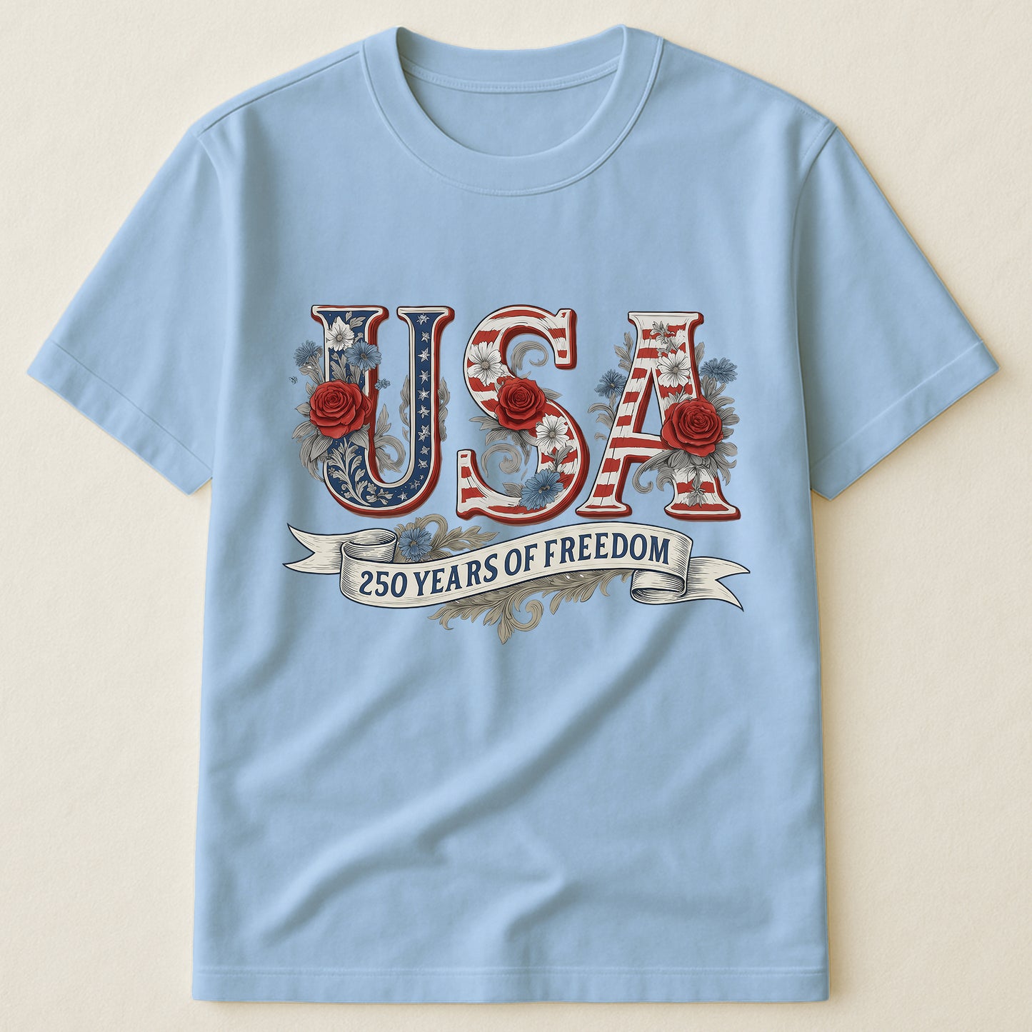 USA Floral 250 Years Of Freedom Vintage - Shirt