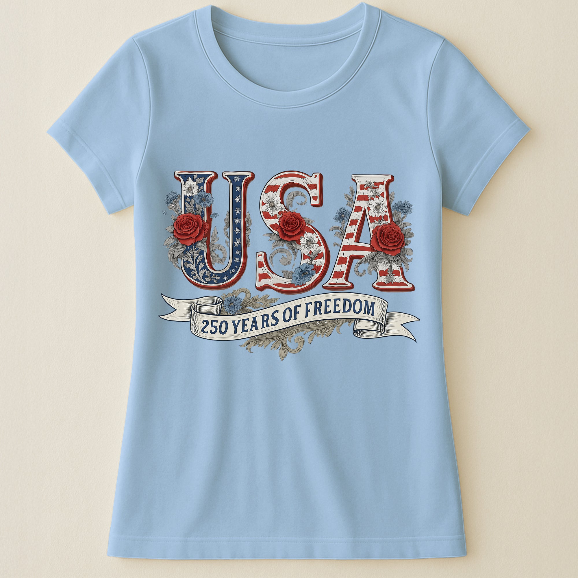 USA Floral 250 Years Of Freedom Vintage - Shirt