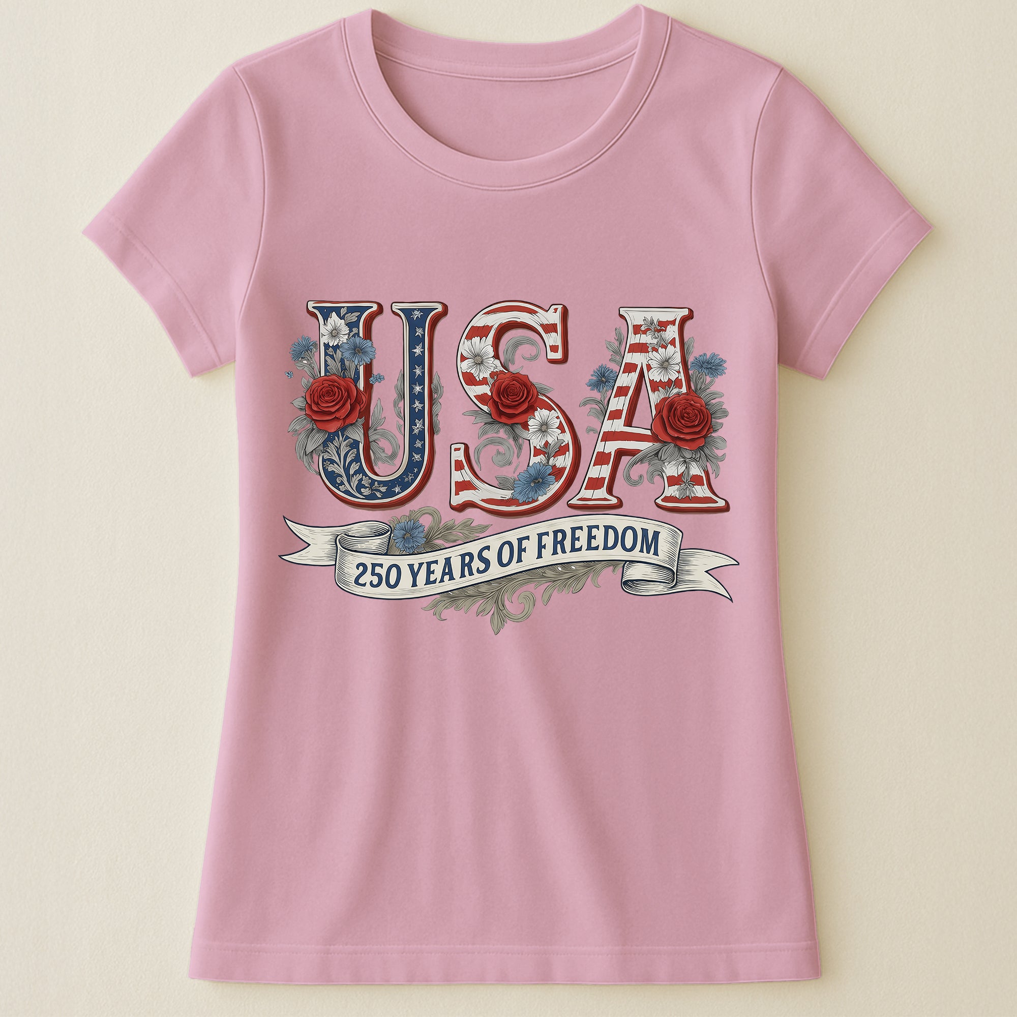 USA Floral 250 Years Of Freedom Vintage - Shirt