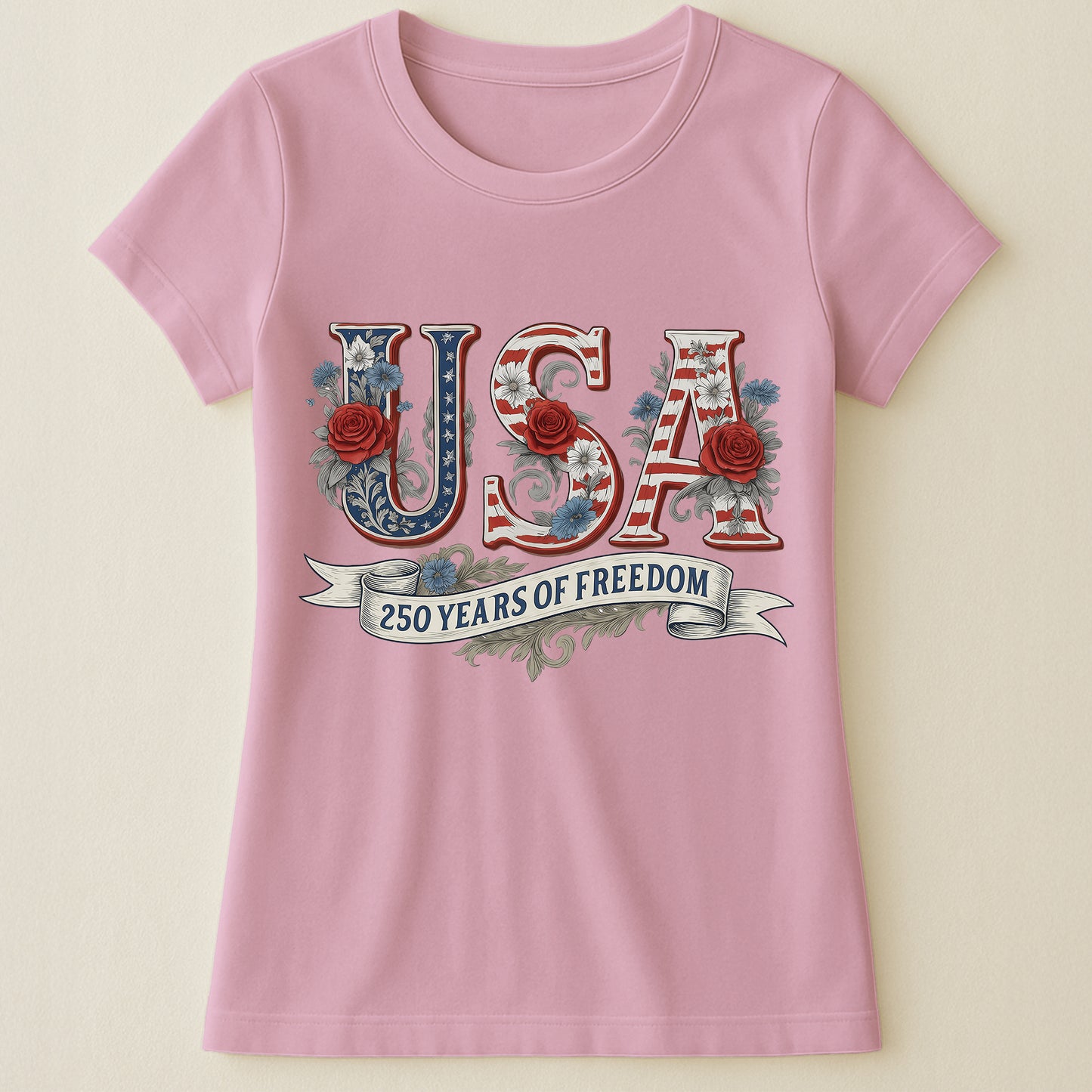 USA Floral 250 Years Of Freedom Vintage - Shirt