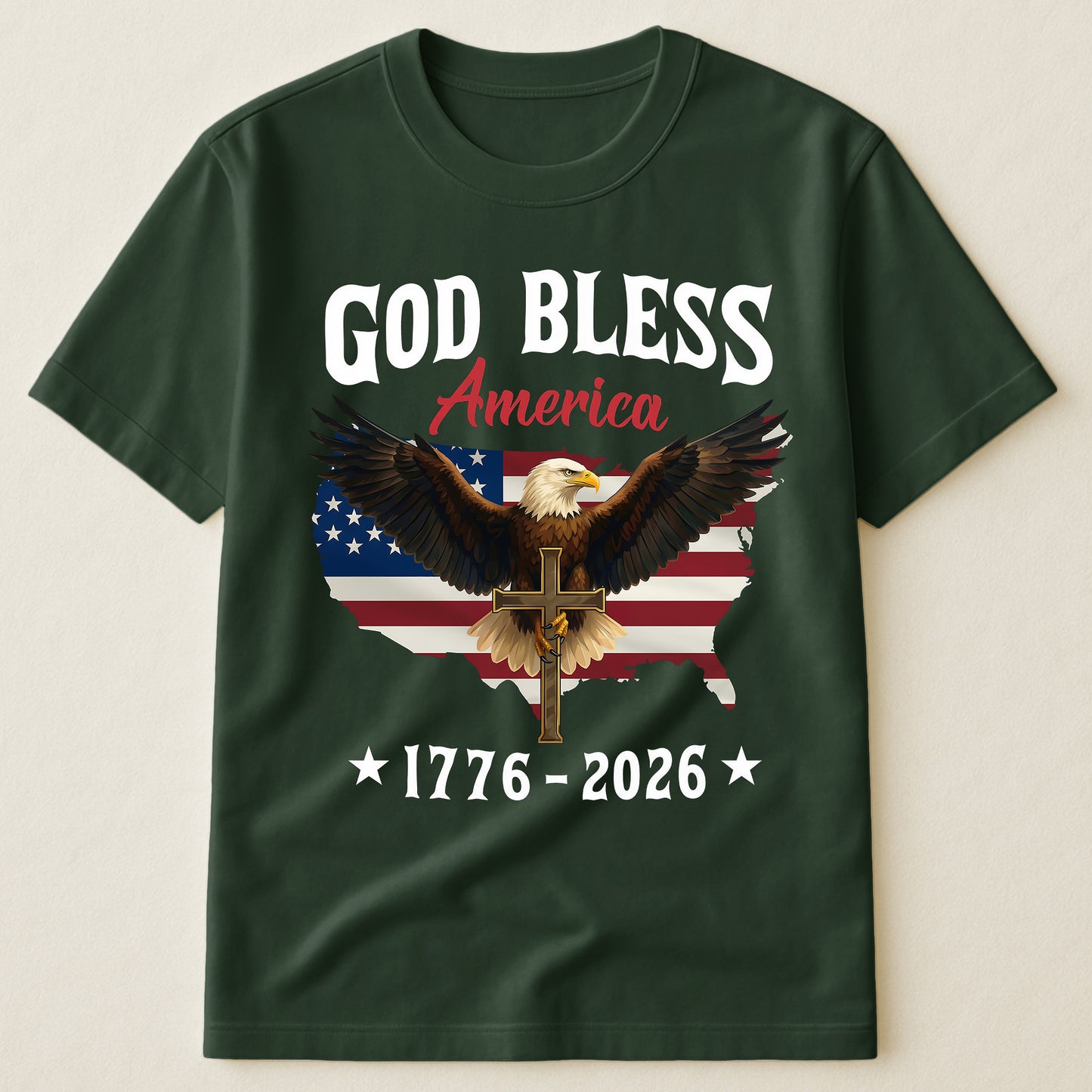 God Bless America Eagle Cross 1776-2026 - Shirt