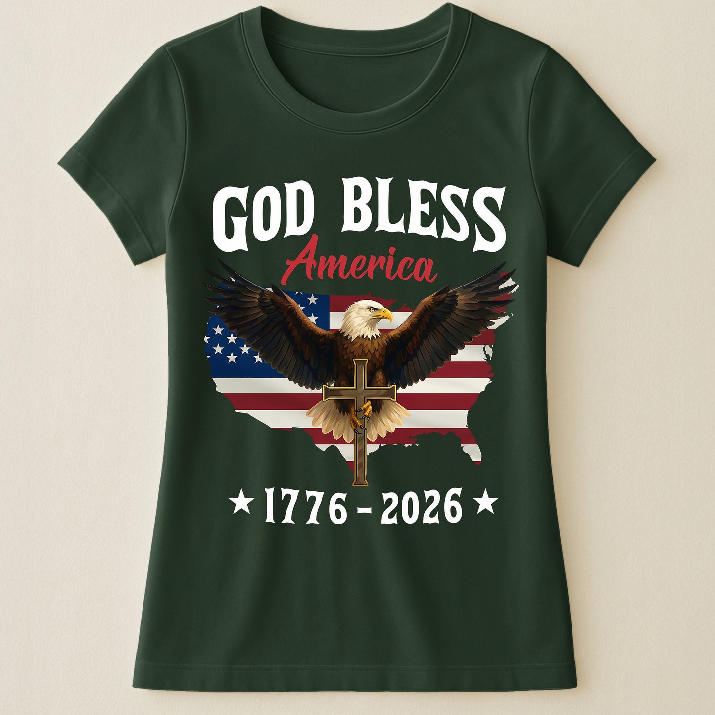 God Bless America Eagle Cross 1776-2026 - Shirt