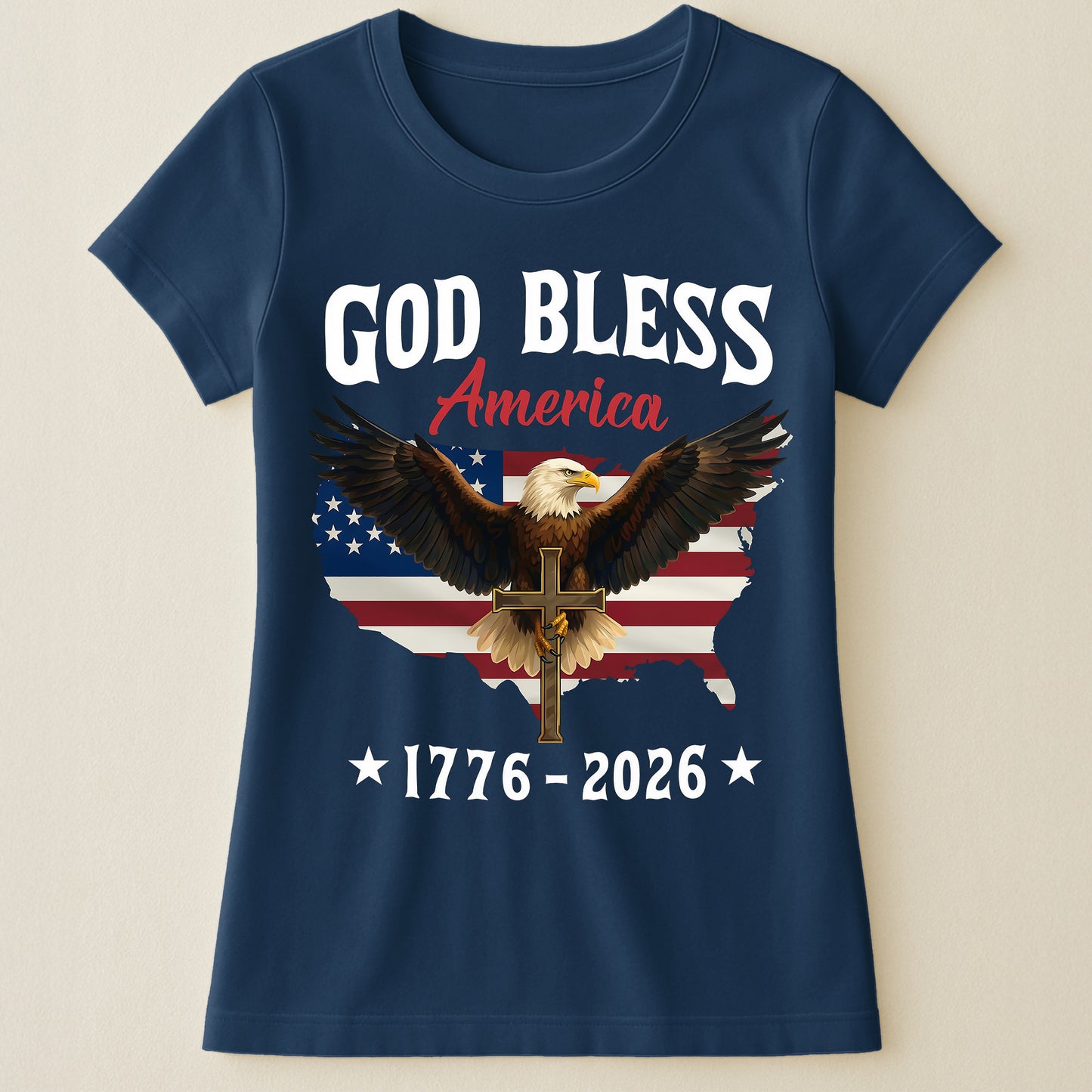 God Bless America Eagle Cross 1776-2026 - Shirt