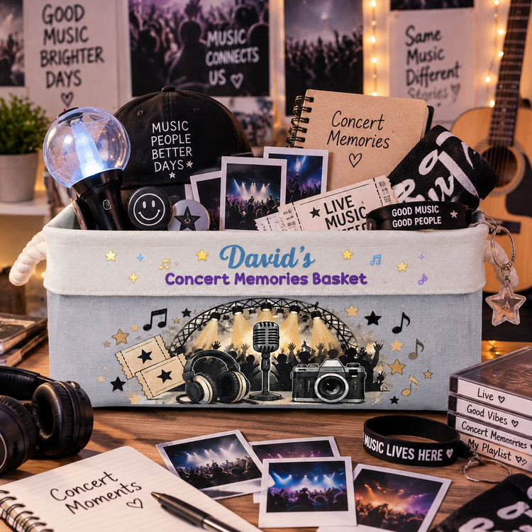 Concert Memories Basket For Daughter, Fan Girl, Music Lovers - Personalized Storage Basket 5